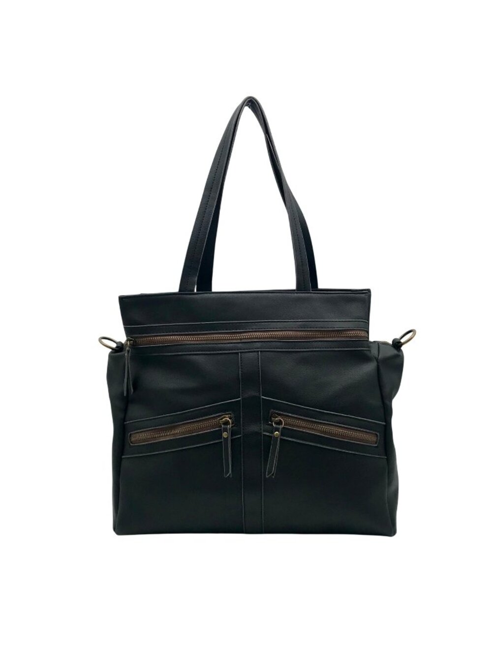 Time and True Black Faux-Leather Shoulder Bag